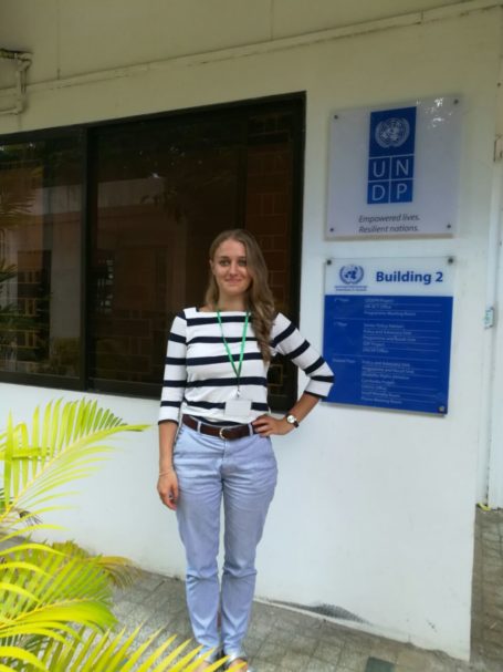 Clara, of the SDU, after the meeting with a representative of the United Nations Development Programme in Cambodia