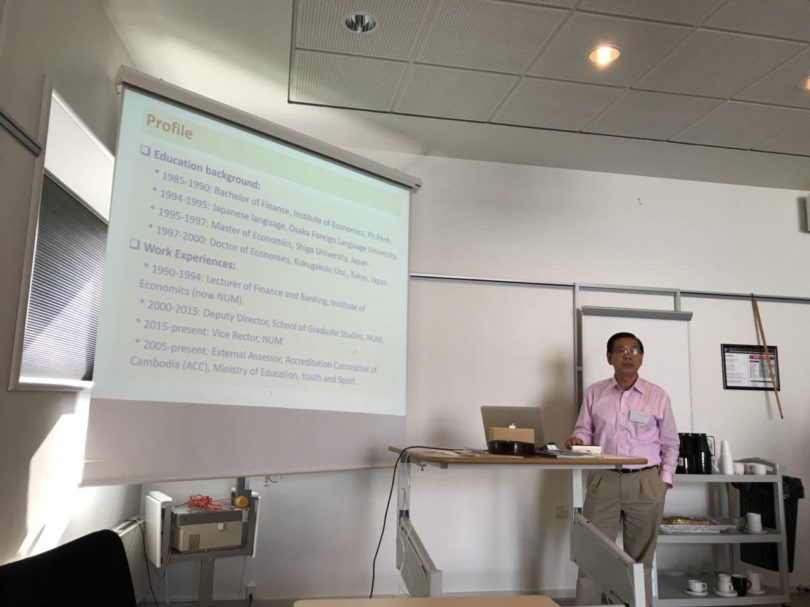 Ly Sok Heng of the National University of Management, Cambodia led a discussion of the current development of Cambodian economics at the SDU Campus Esbjerg, Denmark